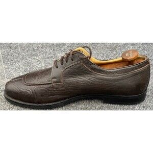 MAURO ROSSETTI 10.5M Brown Pebbled Leather Split Toe Derby Shoes Made In Italy